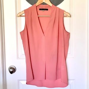 Pink V Neck Business Blouse